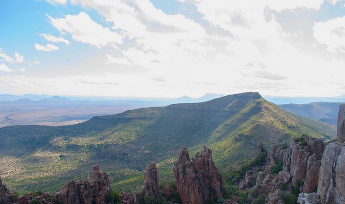 Hills and mountains stretching out into the distance in South Africa