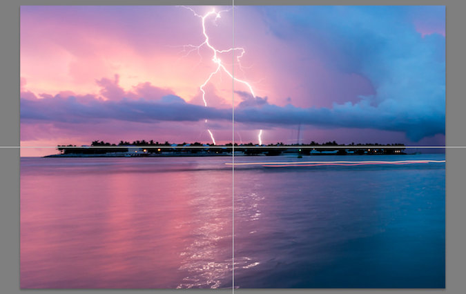 Blue pink nature picture of lightning at dusk leveling mask