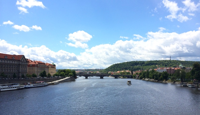 water flowing through prague city in Europe