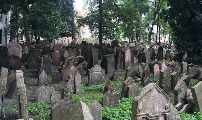 headstones in the jewish cemetery in prague