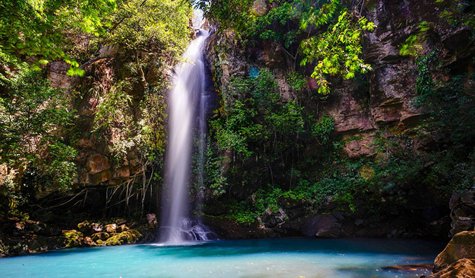 a waterall in the jugles of costa rica