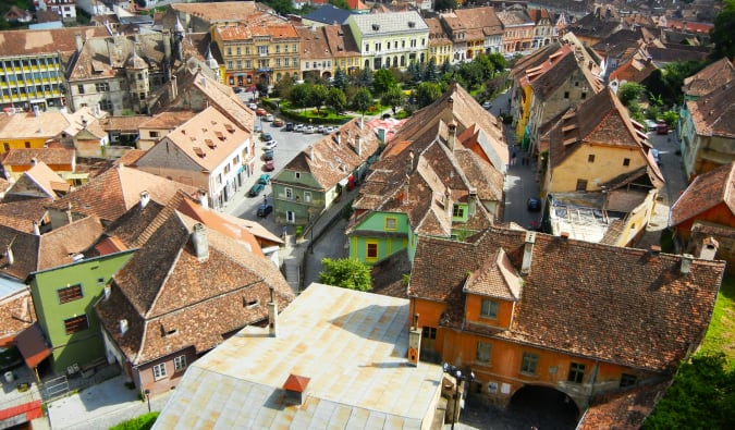 Many small, traditional houses in the Transylvania region of Romania