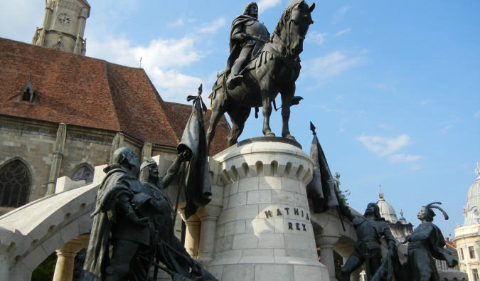 One of the many historical statues in Transylvania in Romania