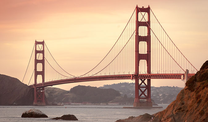 Golden Gate Bridge on a sunny day in San Francisco, California