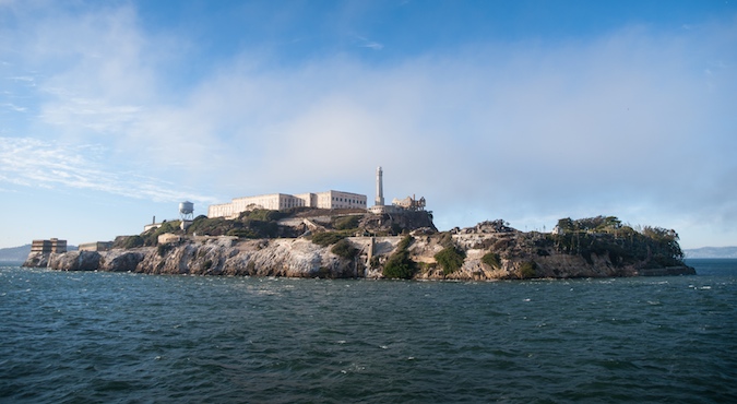 View of the whole island of Alcatraz, home to the worst criminals in the US