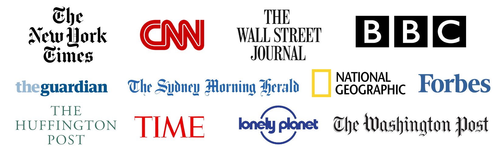 logo of media outlets that Nomadic Matt has been featured in over the years
