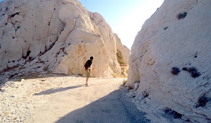 Dan, a blind traveler, on the Iles du Frioul outside of Marseille, France