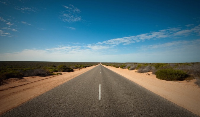 An open road in a desert area in Australia