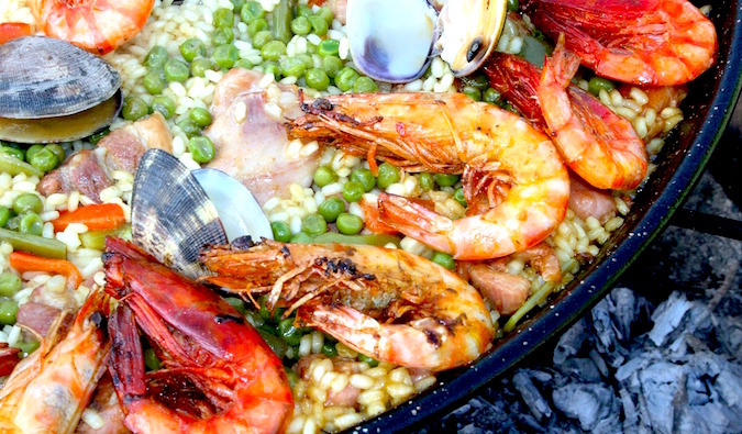 A delicious seafood Paella in Spain
