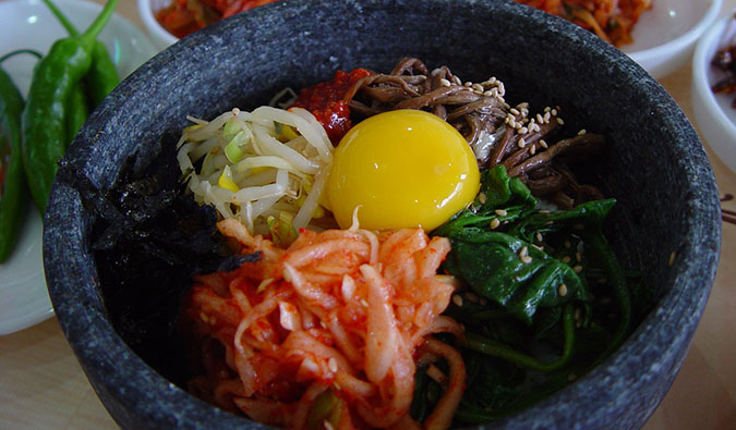 A bowl of vegetarian korean food