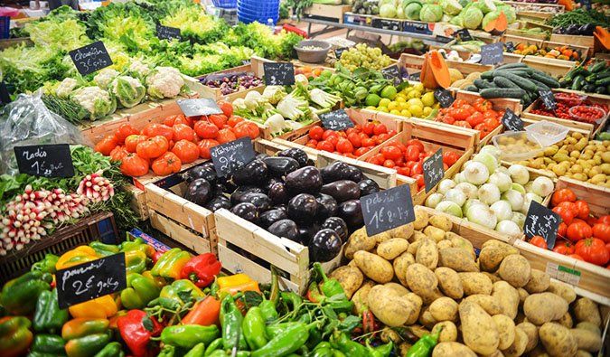 a farmer's market full of fresh produce