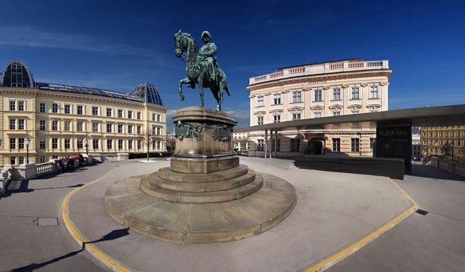 The exterior of the Albertina Museum in Vienna, Austria in the summer